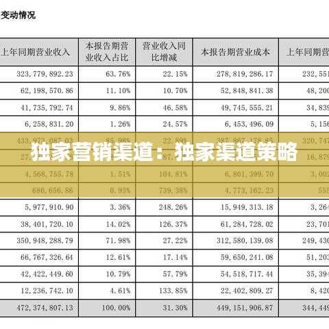 独家营销渠道：独家渠道策略 