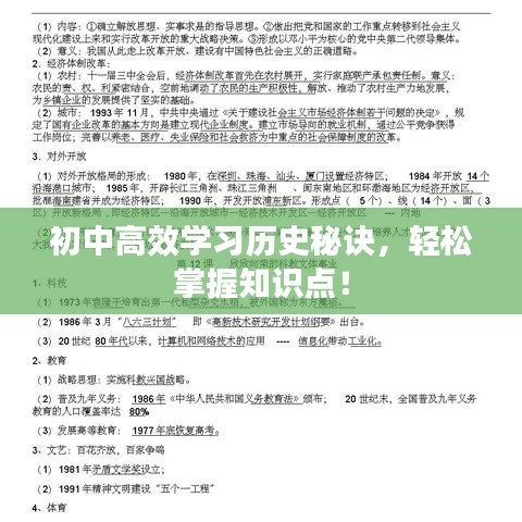 初中高效学习历史秘诀，轻松掌握知识点！