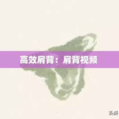 高效肩背：肩背视频 