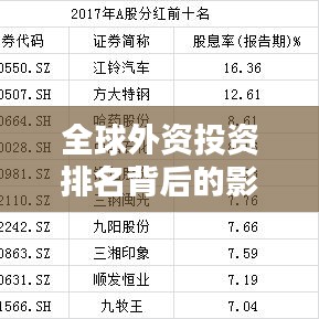 全球外资投资排名背后的影响力揭秘，外资投资趋势与影响分析